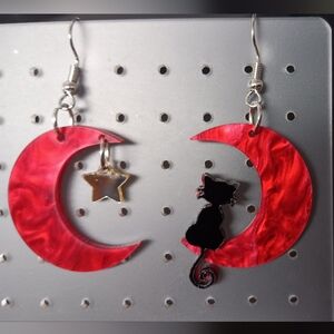 Moon Cat Star Earrings (New)